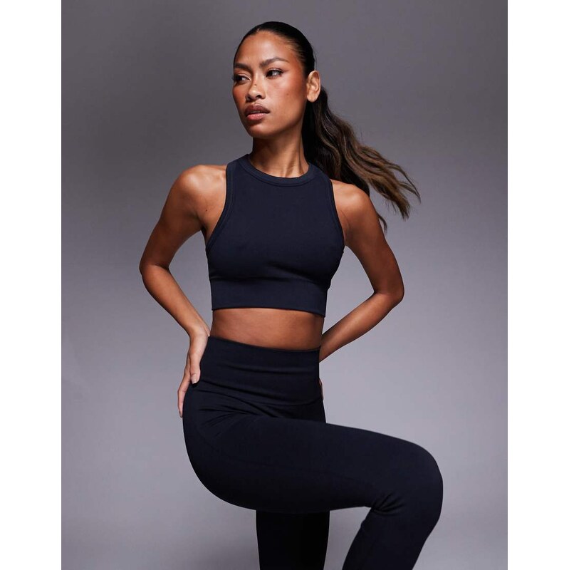 4505 Active double layer support seamless rib sports bra in black 113881605