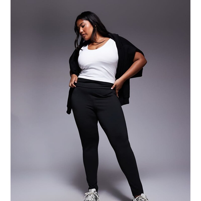 ASOS Curve ASOS DESIGN Curve sculpting deep waistband legging in black 108293780
