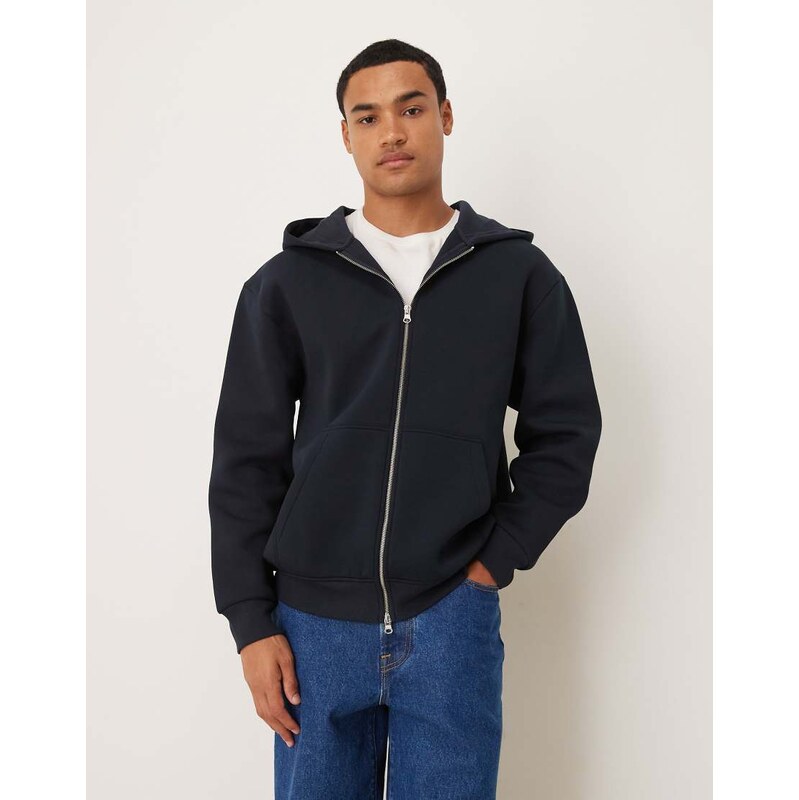 ASOS DESIGN heavyweight relaxed zip through hoodie in scuba