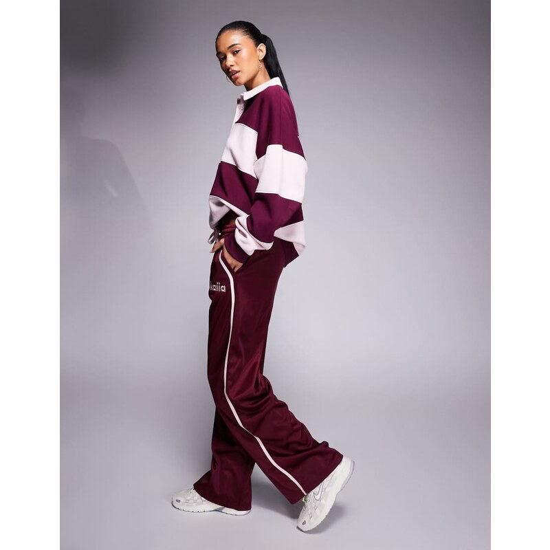 Kaiia embroidered logo side stripe wide leg tricot jogger co-ord