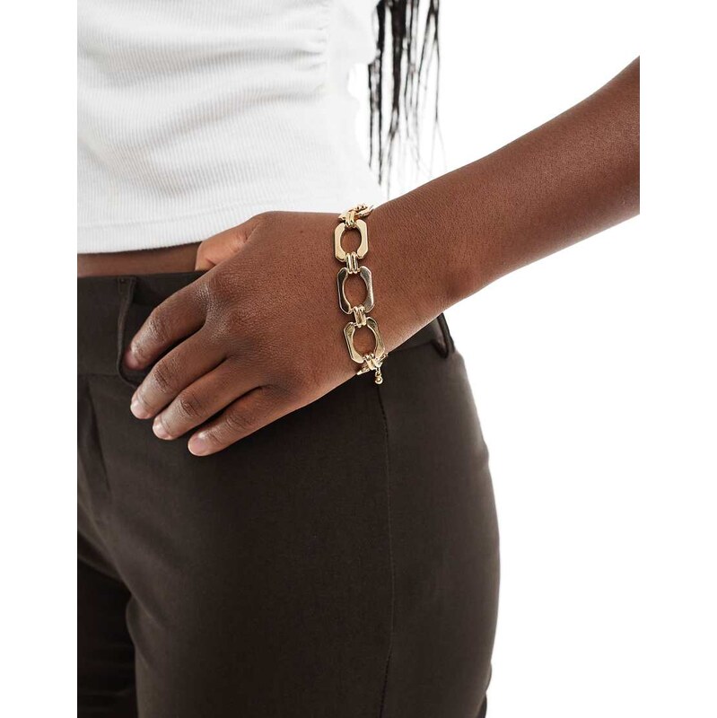 ASOS DESIGN bracelet with square chain links in gold tone