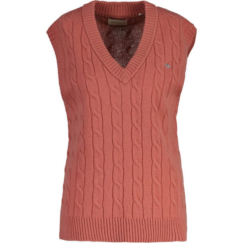 VESTA GANT LAMBSWOOL CABLE V-NECK VEST FADED BRICK