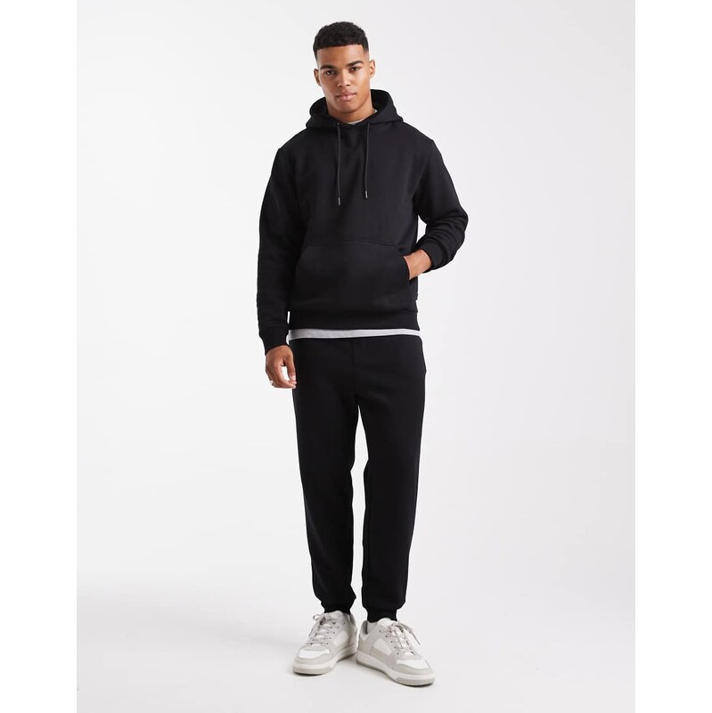 Jack & Jones oversized hoodie & jogger set in black