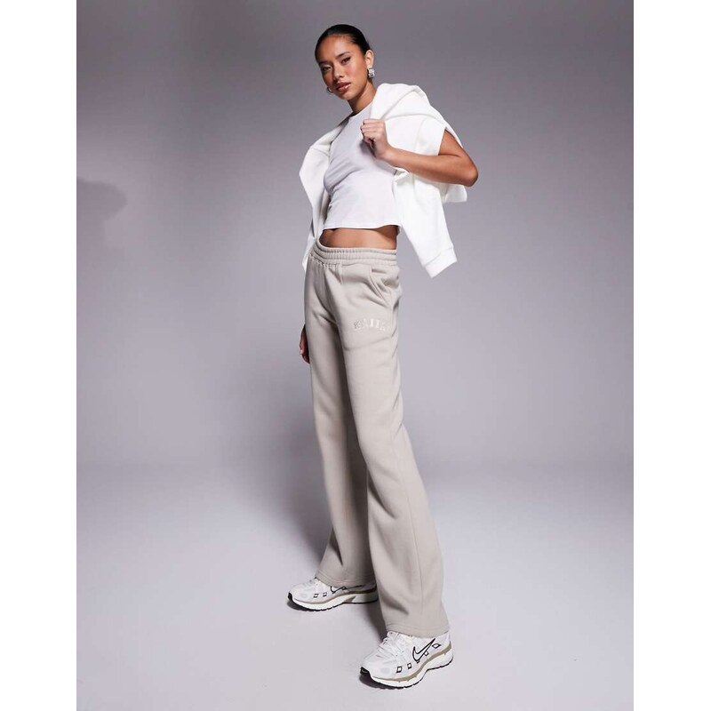 Kaiia cotton blend wide leg joggers co-ord in stone-Neutral