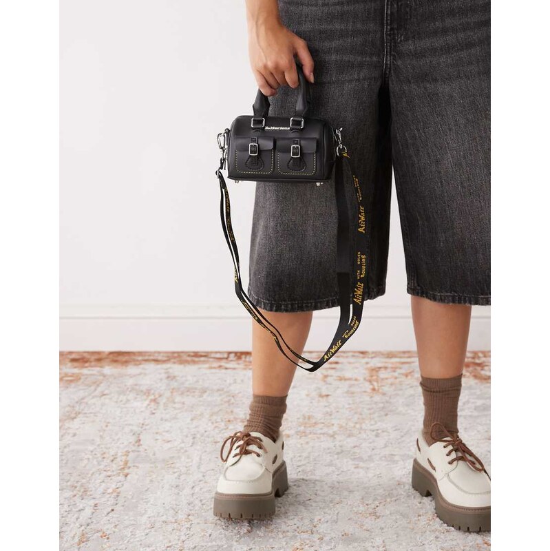 Dr Martens mini top handle bag with contrast stitch in black
