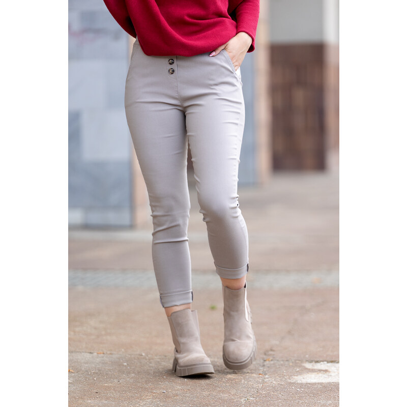 Italy fashion Pružné kalhoty ATOMKY Barva: Cappuccino, Velikost: