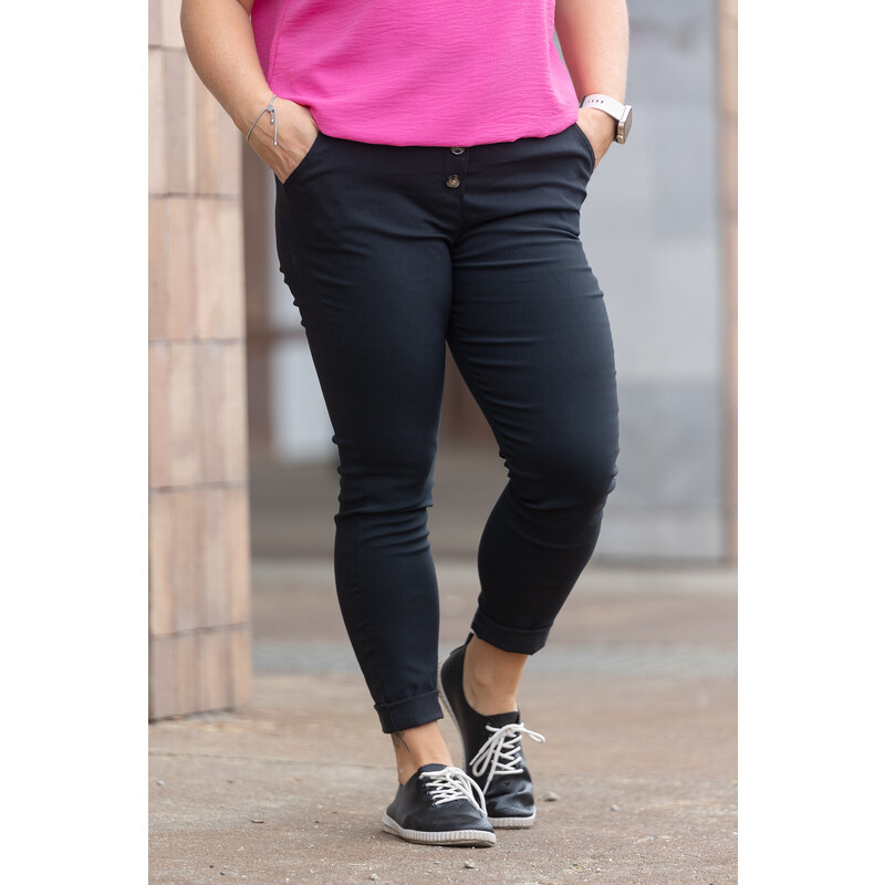 Italy fashion Pružné kalhoty ATOMKY Barva: Černá, Velikost: L