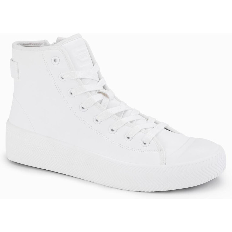 Ombre Mens high-top sneakers with zipper for easy on - white