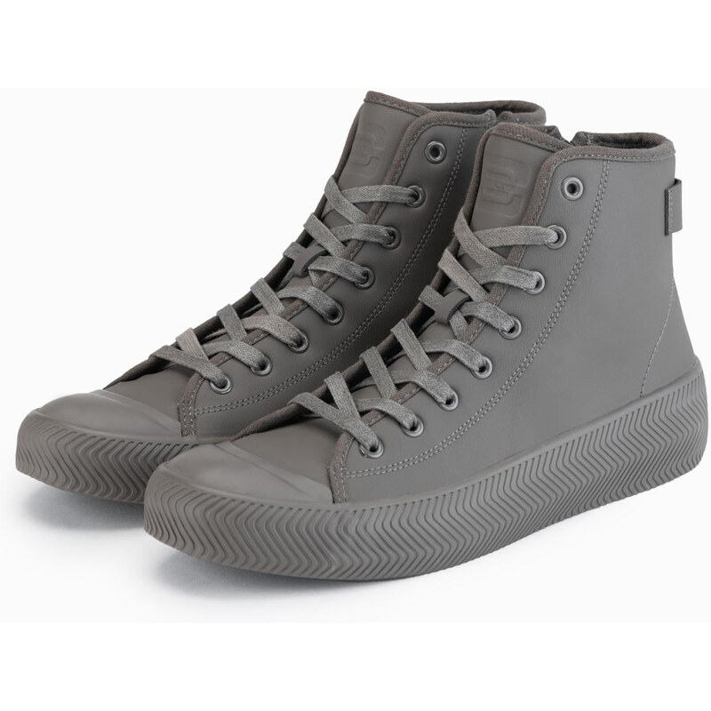 Ombre Mens high top sneakers with zipper for easy donning - dark