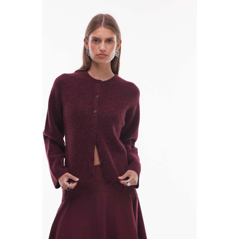 & Other Stories mohair & wool blend cardigan in burgundy-Red