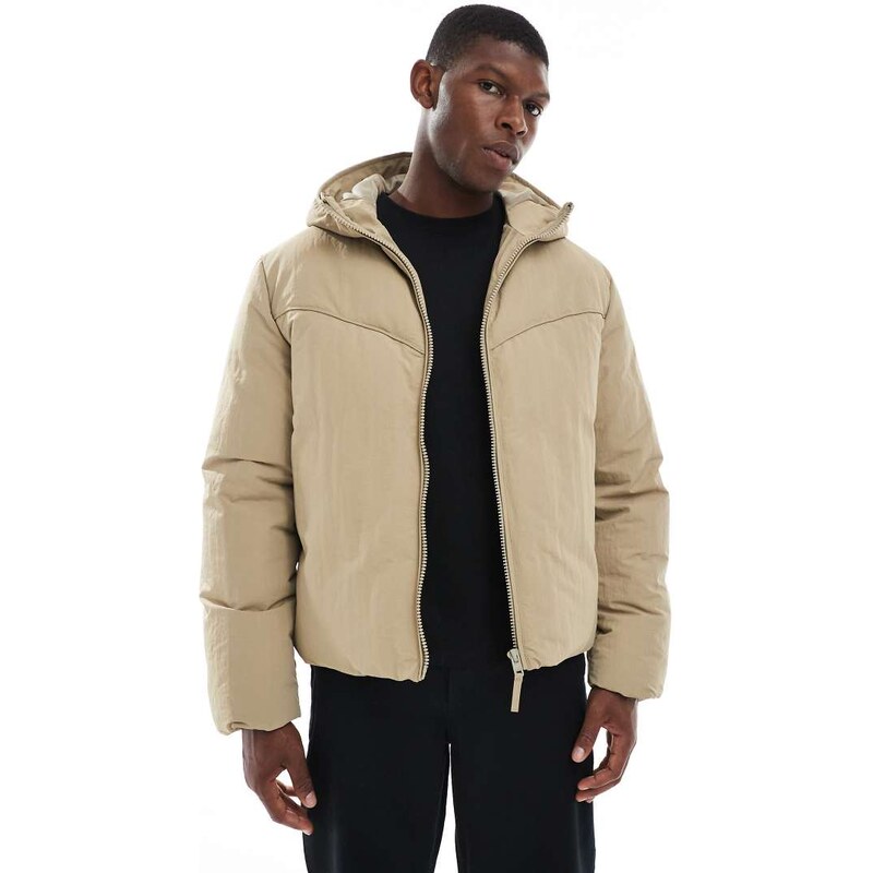ASOS DESIGN puffer jacket in stone-Green