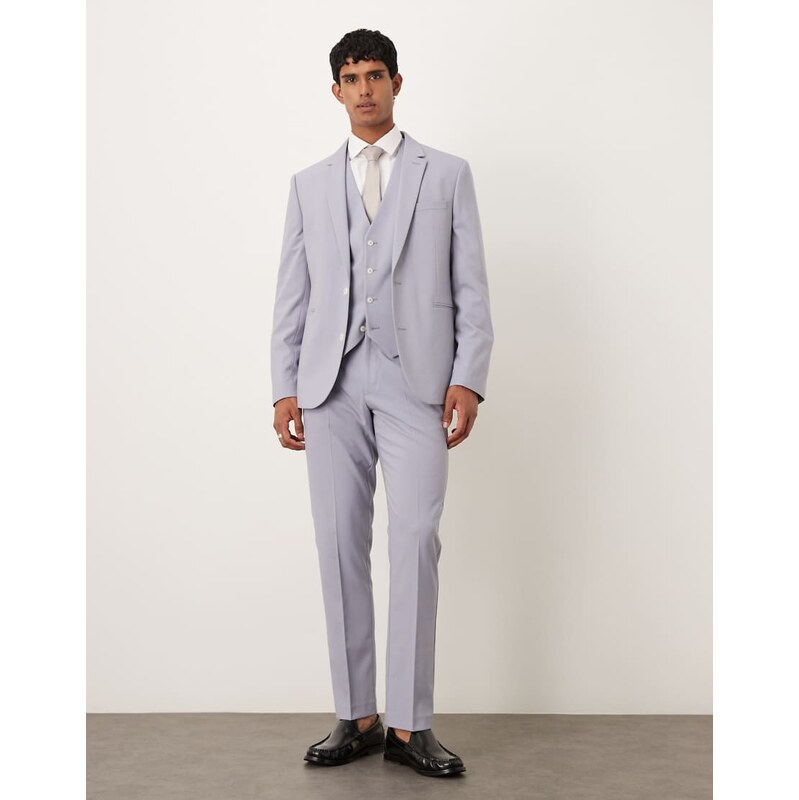 ASOS DESIGN slim suit trousers in grey/purple