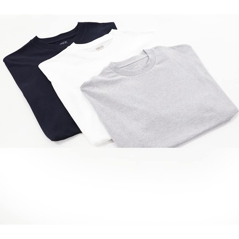 ASOS DESIGN Essentials 3 pack oversized t-shirts in white, navy