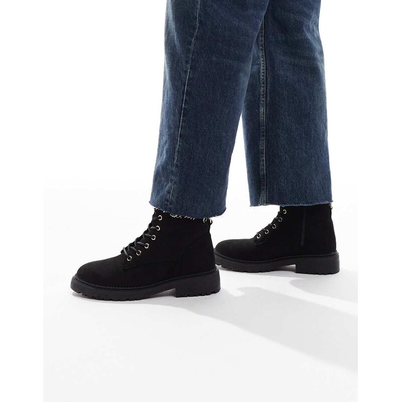 New Look lace up ankle boot in black