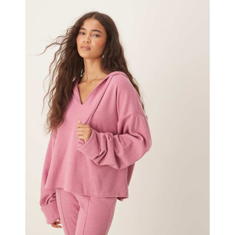 ASOS DESIGN Supersoft hoodie with turn back cuff detail in pink