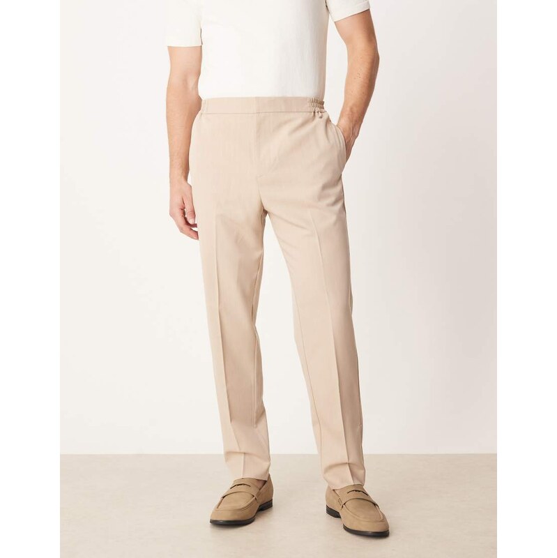 ASOS DESIGN smart tapered trouser with elasticated waist in
