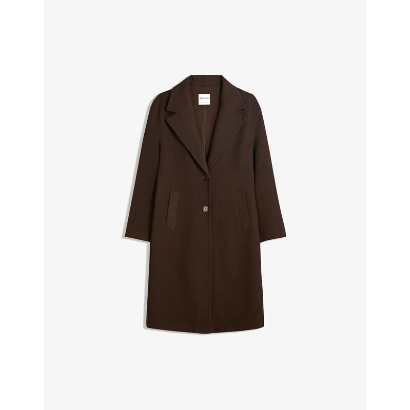 Bershka Long soft coat in brown 108424312