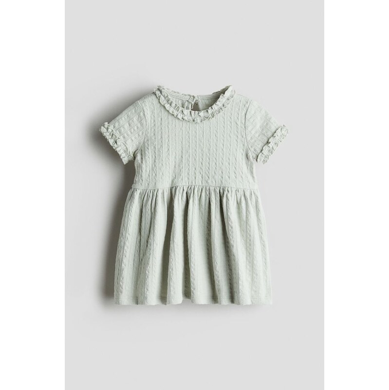 H&M - Šaty z žakárového žerzejes volánkovými lemy - Světlá