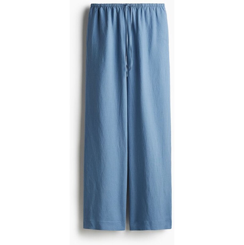 H&M - Rovné kalhoty ze lněné směsi - modrá 108132995