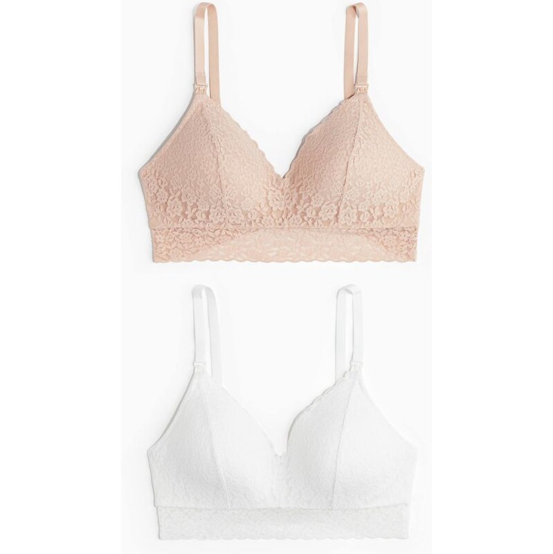 H&M - MAMA Vyztužená podprsenka na kojení 2 kusy - Světle Béžová