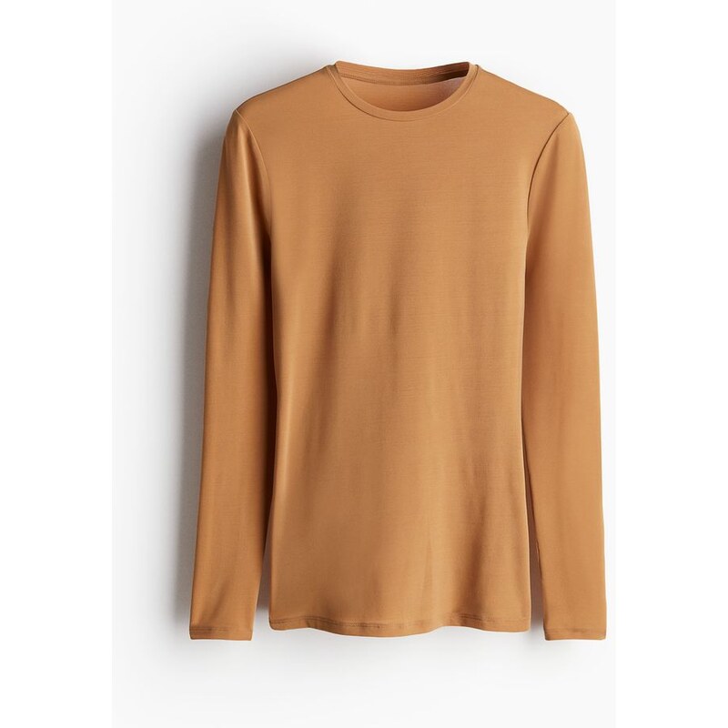 H&M - Přiléhavý top - Tmavě Béžová