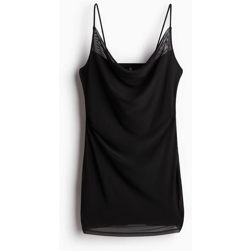H&M - Řasené šaty zesíťoviny - černá 108133322