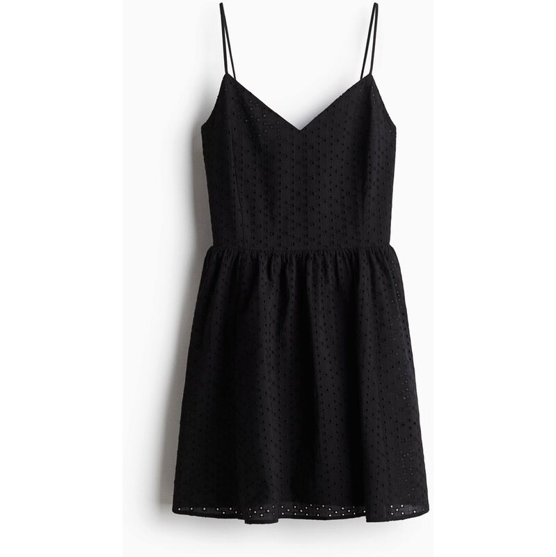 H&M - Šaty na ramínkas madeirou - Černá
