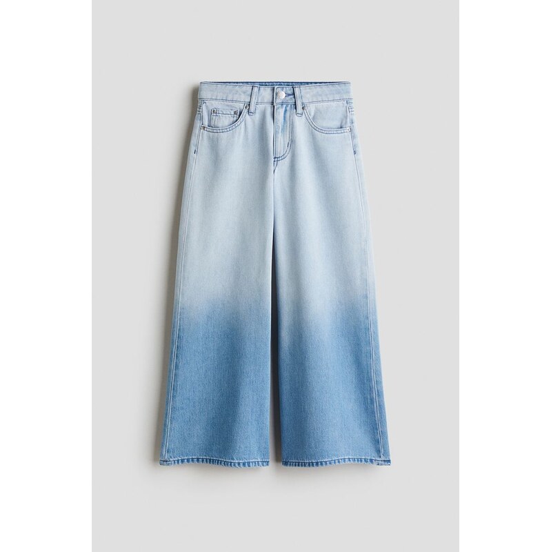 H&M - Wide Leg Jeans - Denim Blue/Stínování