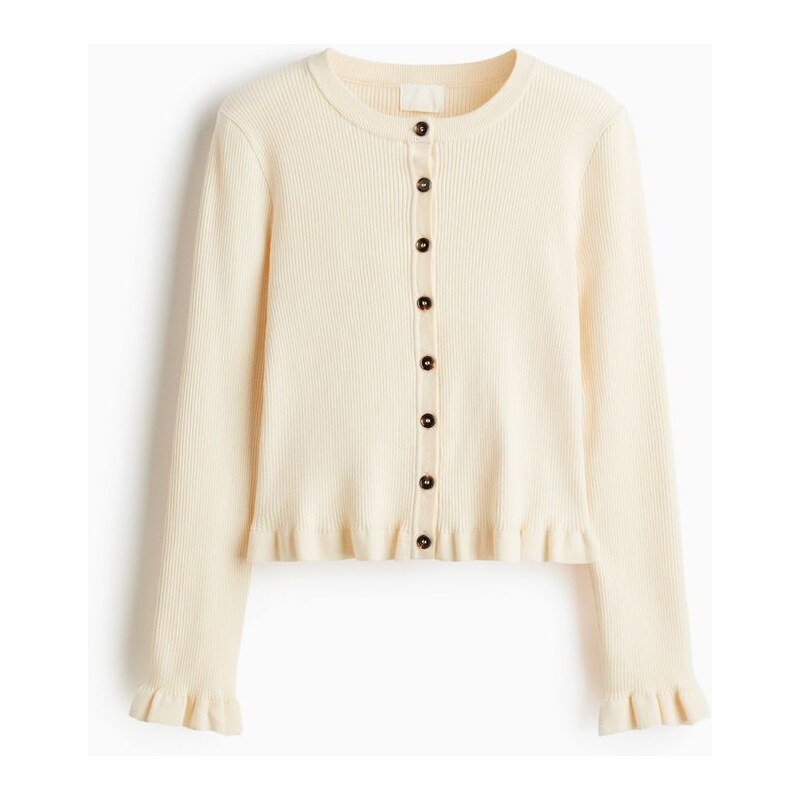 H&M - Propínací svetřík z žebrovaného úpletu - béžová 108156961