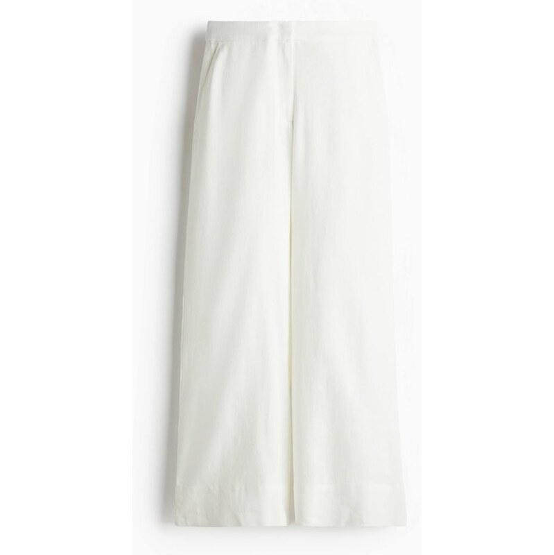 H&M - Široké kalhoty z lněné směsi - bílá 108133492