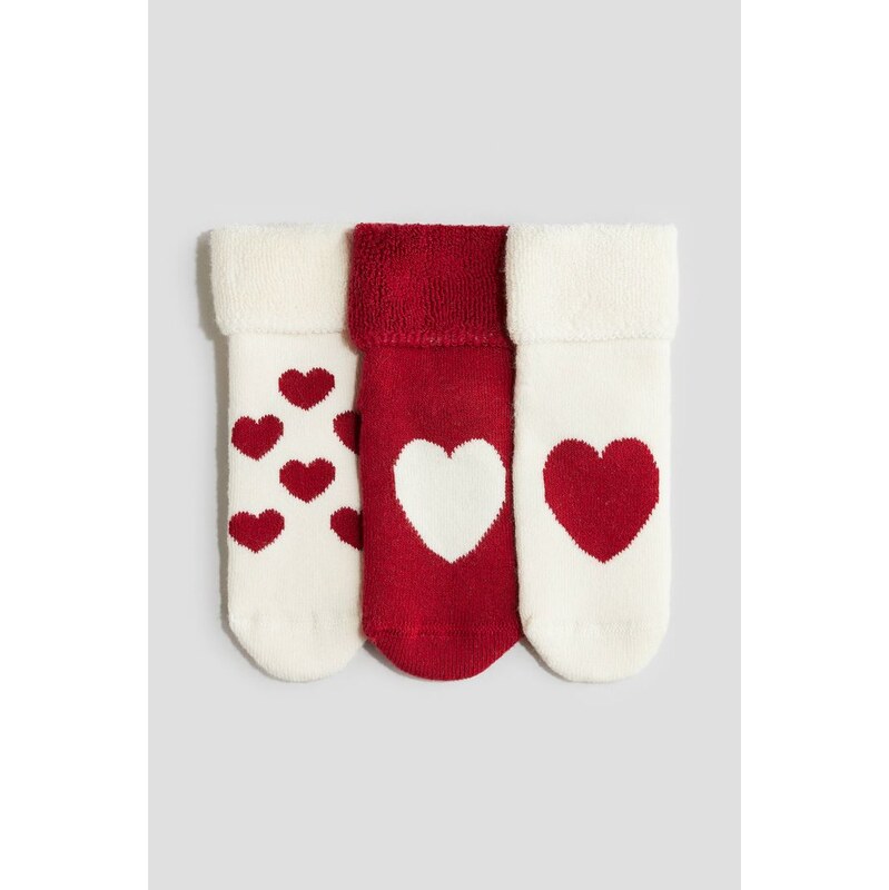 H&M - Ponožky z froté 3 páry - bílá 108300441