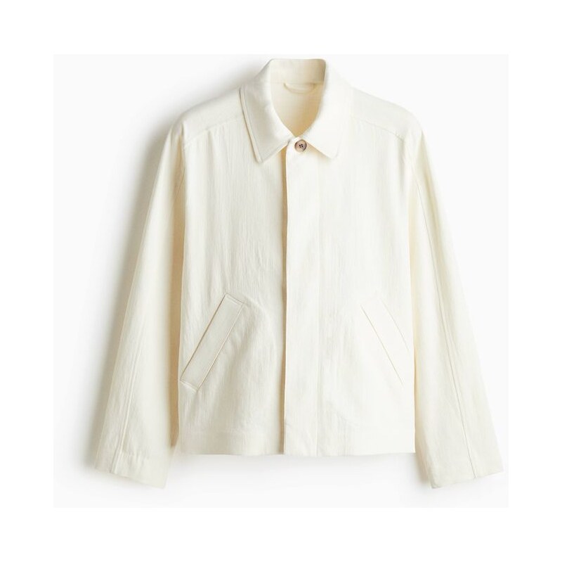 H&M - Bunda z lněné směsi Regular Fit - Krémová