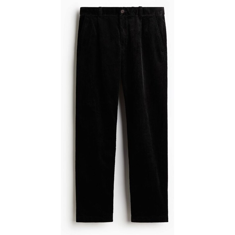 H&M - Manšestrové kalhoty Regular Fit - Černá