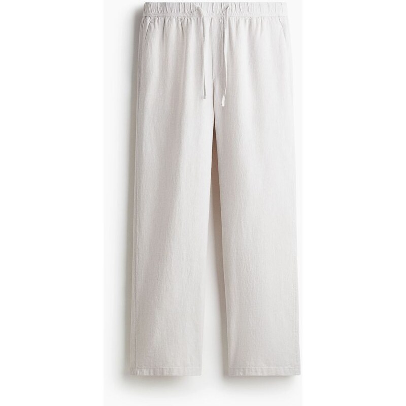 H&M - Kalhoty z lněné směsi Relaxed Fit - bílá 108133873
