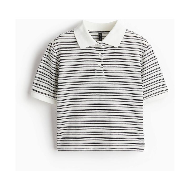H&M - Top z jemného úpletus límečkem - bílá 108134277