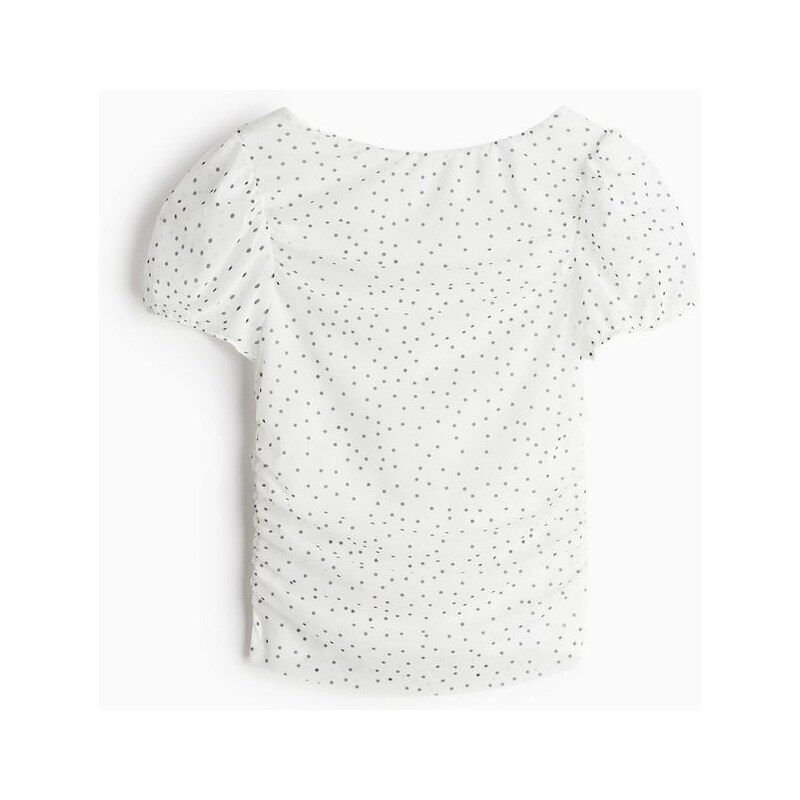 H&M - Řasený top - bílá 108134402