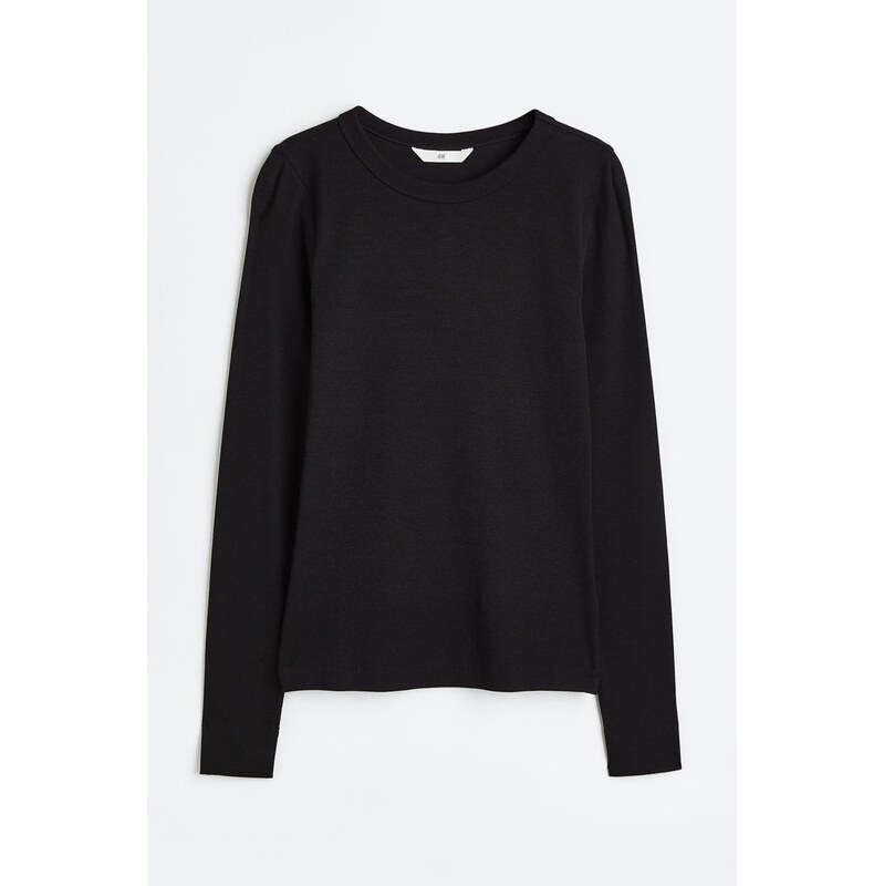 H&M - Žebrované triko - Černá