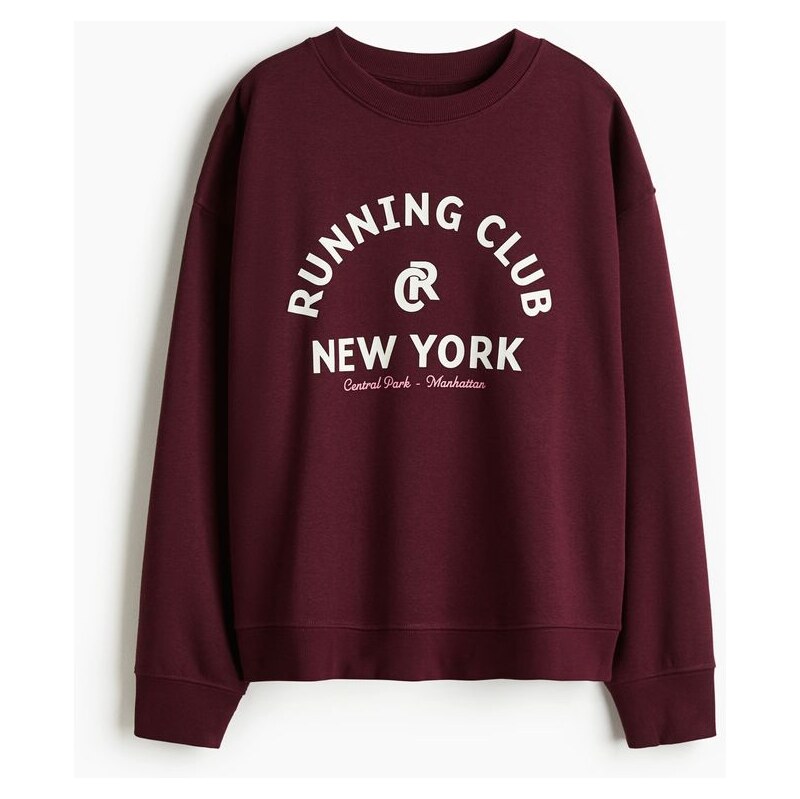 H&M - Mikinas textovým motivem - Vínová/Running Club