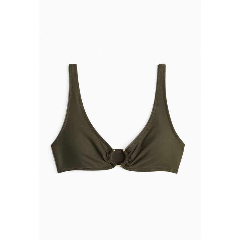 H&M - Vyztužená bikinová podprsenka - Tmavě Zelená Khaki