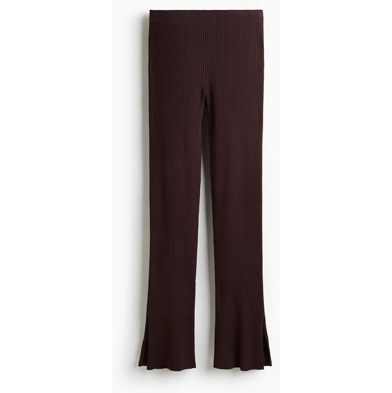 H&M - Kalhoty z žebrovaného úpletu - hnědá 108157391