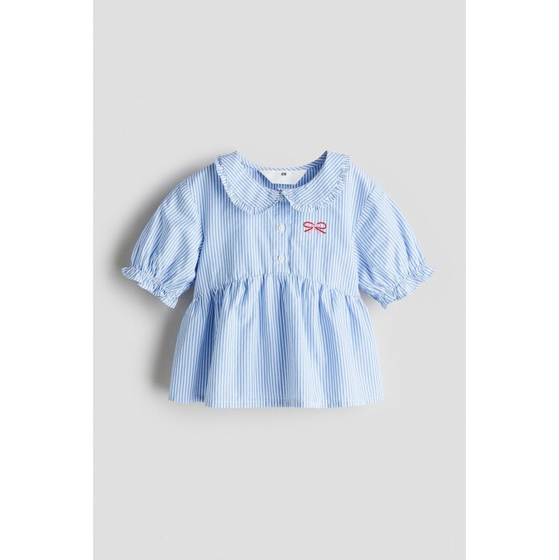 H&M - Halenkas volánem peplum - Modrá/Proužky