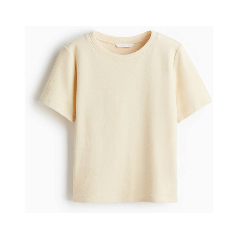 H&M - Velurové tričko - Světle Béžová