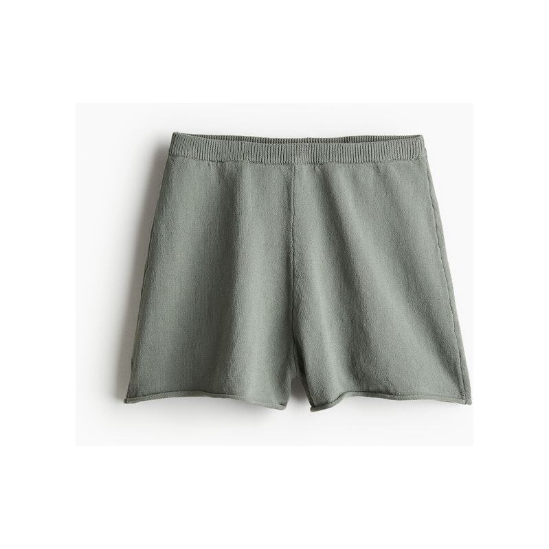 H&M - Pletené šortky - Světle Zelená Khaki