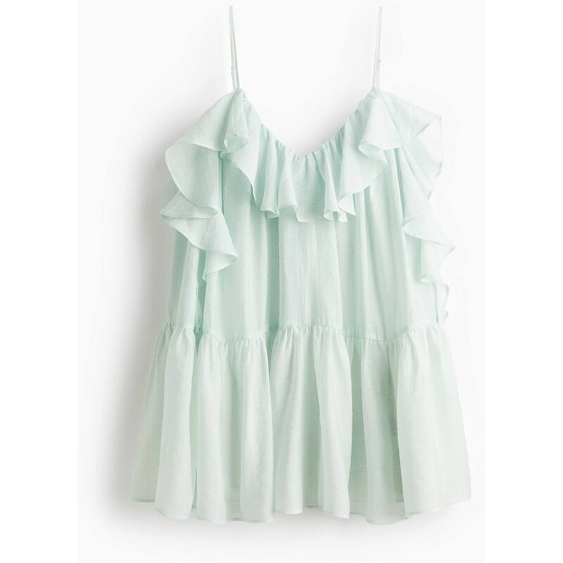H&M - Šaty z organzys volánky - Světlá Peprmintová