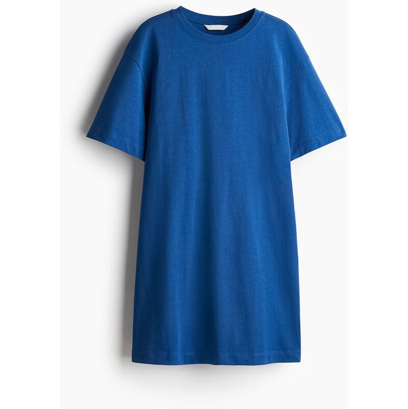 H&M - Tričkové šatys projmutým pasem - Modrá