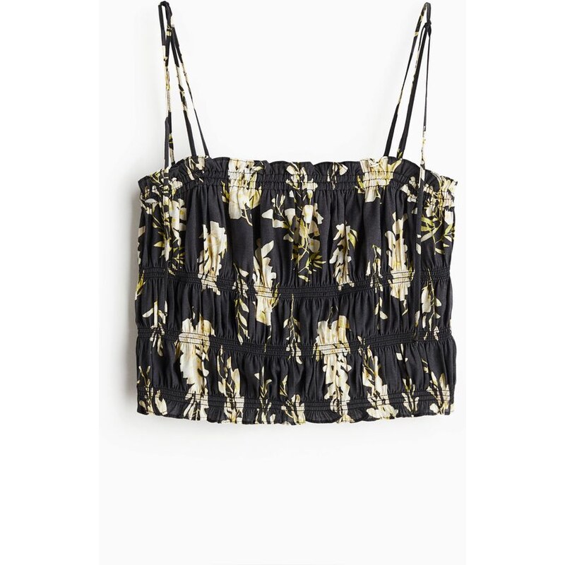 H&M - Tops žabkováním a vázacími ramínky - Černá/Květy