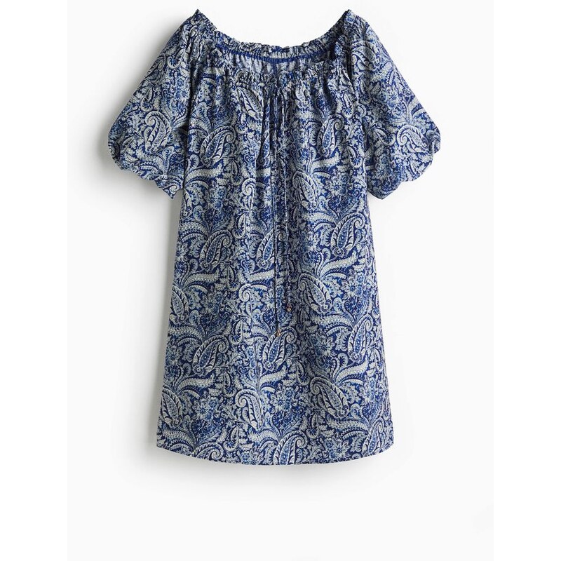 H&M - Šatys vázačkami - Modrá/Kašmírový Vzor