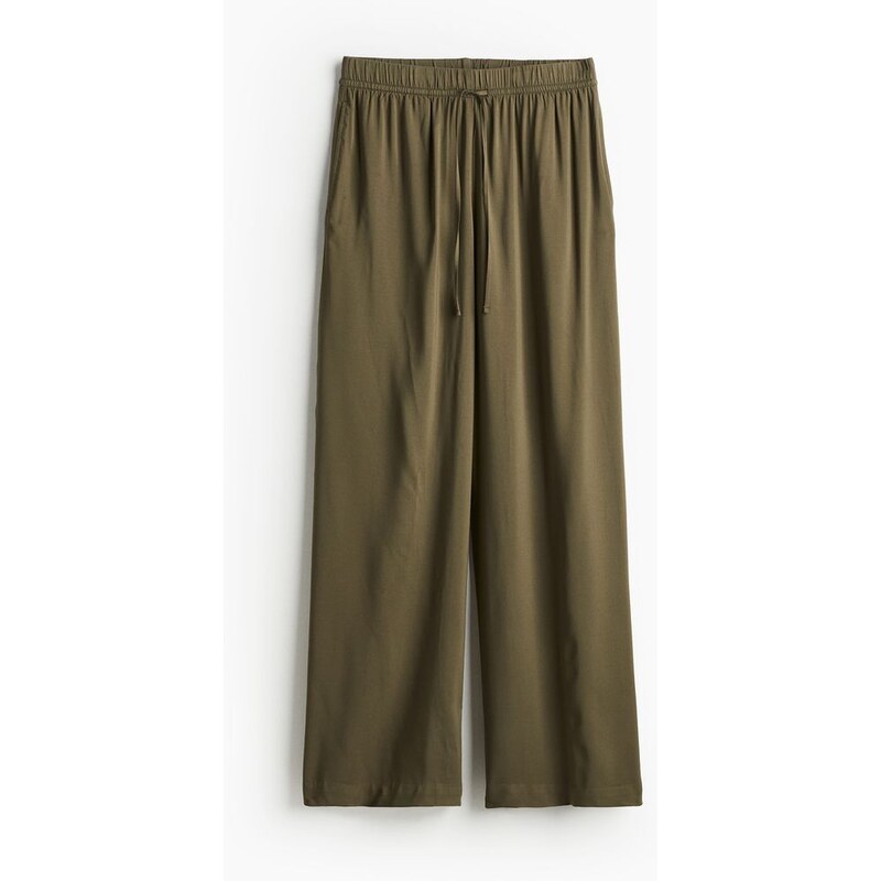 H&M - Široké natahovací kalhoty - zelená 108135982