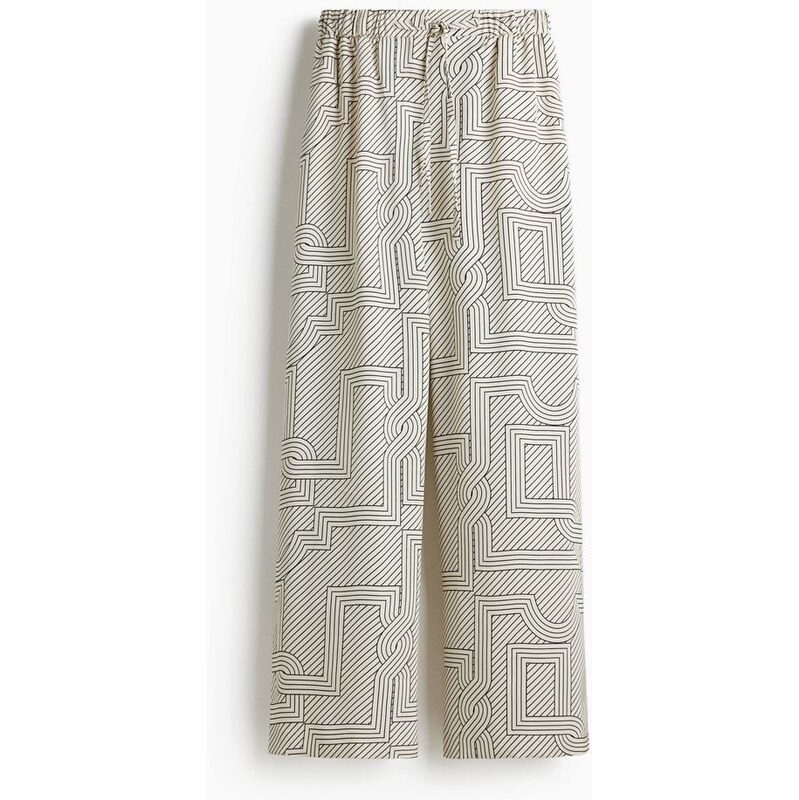 H&M - Široké kalhoty - Krémová/Vzor