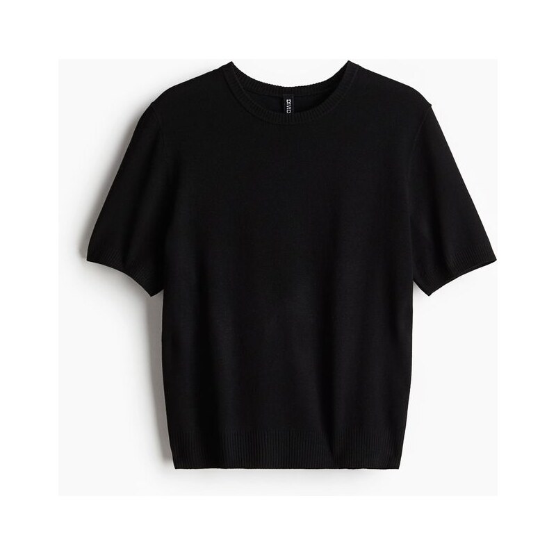 H&M - Tričko z jemného úpletu - Black